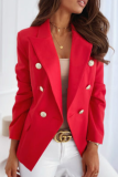 Elegant Solid Patchwork Buttons Turn-back Collar Outerwear