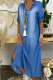 Casual Solid Patchwork Turndown Collar Straight Dresses