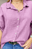 Casual Solid Patchwork Turndown Collar Tops