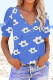 Casual Print Patchwork V Neck T-Shirts