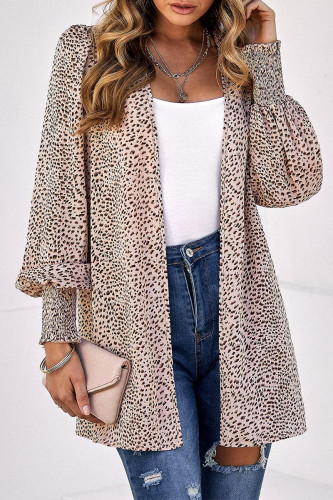 Elegant Leopard Printing Conventional Collar Tops