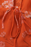 Fashion Casual Print Patchwork Turndown Collar Long Sleeve Dresses