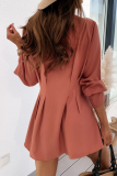 Casual Solid Patchwork V Neck Shirt Dress Dresses