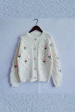 Casual Patchwork Hollowed Out Cardigan Collar Tops