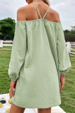 Fashion Solid Patchwork Halter Straight Dresses