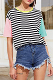 Fashion Casual Patchwork Patchwork O Neck T-Shirts