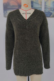 Solid Solid Color V Neck Tops