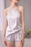 Fashion Living Solid Patchwork Halter Sleeveless Two Pieces