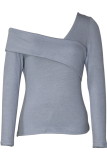 Fashion Solid Patchwork One Shoulder Low Waist Tops