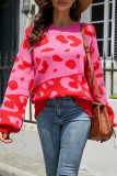 Casual Print Patchwork O Neck Tops