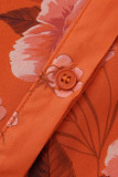 Fashion Casual Print Patchwork Turndown Collar Long Sleeve Dresses