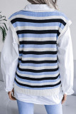 Fashion Casual Striped Patchwork V Neck Tops