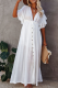 Casual Solid Patchwork V Neck Cake Skirt Dresses