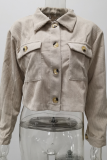 Fashion Solid Patchwork Buckle Turndown Collar Tops