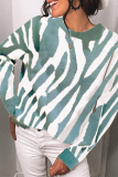 Street Striped Patchwork Contrast O Neck Tops