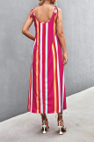 Casual Striped Patchwork Spaghetti Strap Straight Dresses