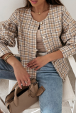 Casual Plaid Patchwork Turndown Collar Outerwear