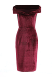 Sexy Solid Patchwork Off the Shoulder Pencil Skirt Dresses