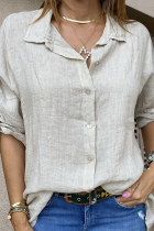 Casual Solid Patchwork Turndown Collar Tops
