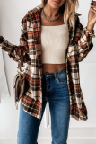 Casual Vintage Plaid Patchwork Buckle Turndown Collar Outerwear