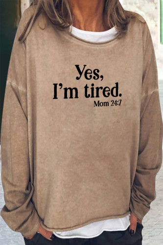 Casual Street Letter Print Printing O Neck Tops