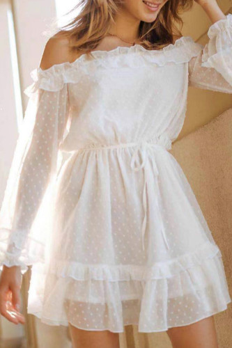 Fashion Casual Solid Patchwork Off the Shoulder A Line Dresses