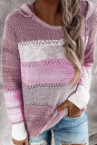 Color Block Hooded Casual Sweaters