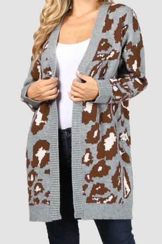 Casual Print Basic V Neck Tops Sweater
