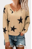 Casual The stars Patchwork V Neck Tops