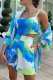Casual Patchwork Tie-dye Turndown Collar Long Sleeve Three Pieces