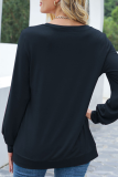 Casual Solid Hollowed Out Patchwork O Neck Tops