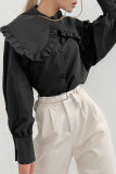 Fashion Celebrities Solid Patchwork Peter Pan Collar Tops