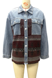 Fashion Casual Geometric Pocket Buckle Turndown Collar Outerwear