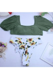 Fashion Vacation Solid Patchwork Swimwears