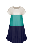 Casual Solid Patchwork O Neck Cake Skirt Dresses