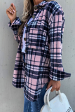 Casual Vintage Plaid Patchwork Buckle Turndown Collar Outerwear
