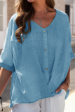 Fashion Solid Patchwork V Neck Tops