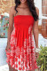Fashion Casual Print Patchwork Strapless A Line Dresses
