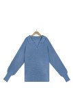 Elegant Solid Solid Color Turndown Collar Tops