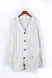 Casual Solid Patchwork Buckle Cardigan Collar Tops