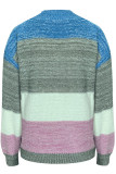 Casual Sweet Color Block Patchwork V Neck Tops