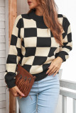 Fashion Casual Geometric Patchwork O Neck Tops