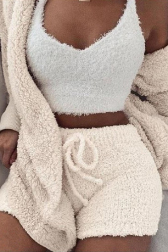 Fashion Casual Solid Patchwork V Neck Long Sleeve Three Pieces