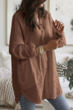 Casual Solid Patchwork Turndown Collar Tops