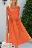 Fashion Casual Solid Patchwork O Neck A Line Dresses