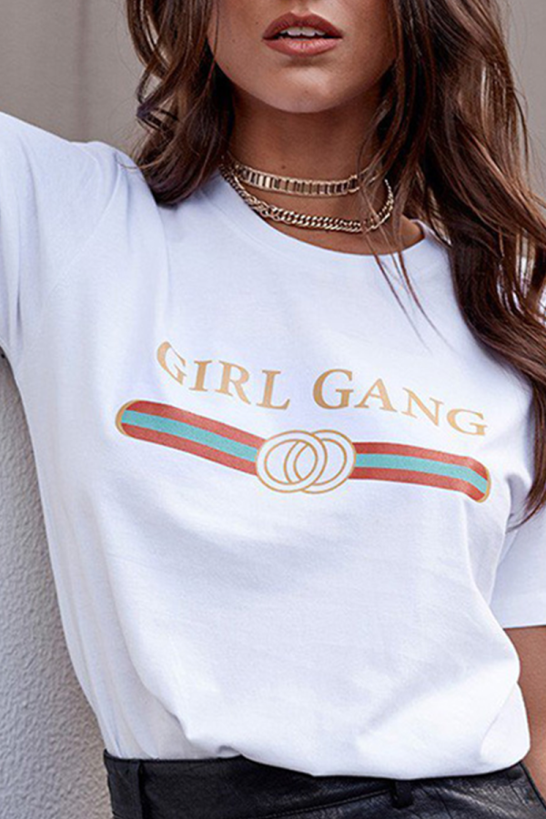 Casual Print Patchwork V Neck T-Shirts