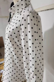 Casual Dot Patchwork Turndown Collar Tops