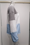 Fashion Casual Patchwork Contrast O Neck Tops