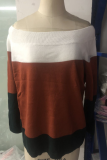Street Color Lump Patchwork Off the Shoulder Tops