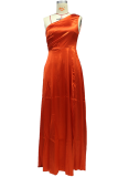 Fashion Elegant Solid Slit Oblique Collar Evening Dress Dresses